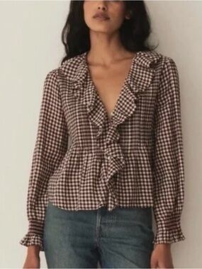 DOEN Hardy Top in Delphine Plaid, XL